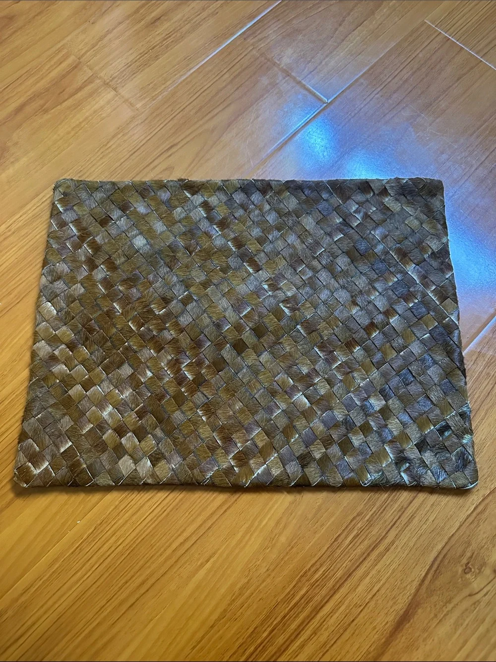 Williams Sonoma Woven Leather Hide Pillow Cover 12x16